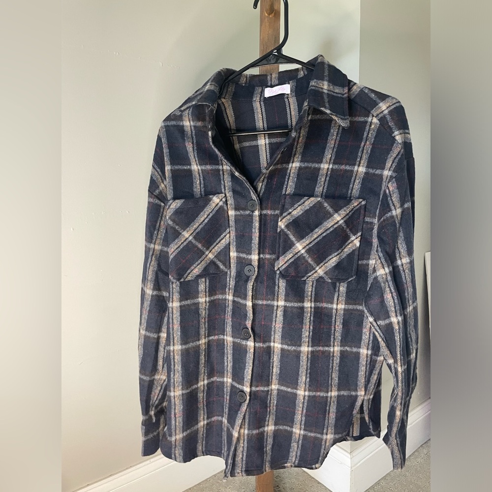 Pink Lily Navy Flannel